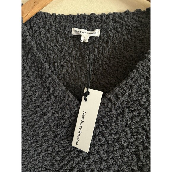 Newbury Kustom Oversized Chunky Knit Gray V-neck Pullover Sweater Soft NWT L - Picture 3 of 4